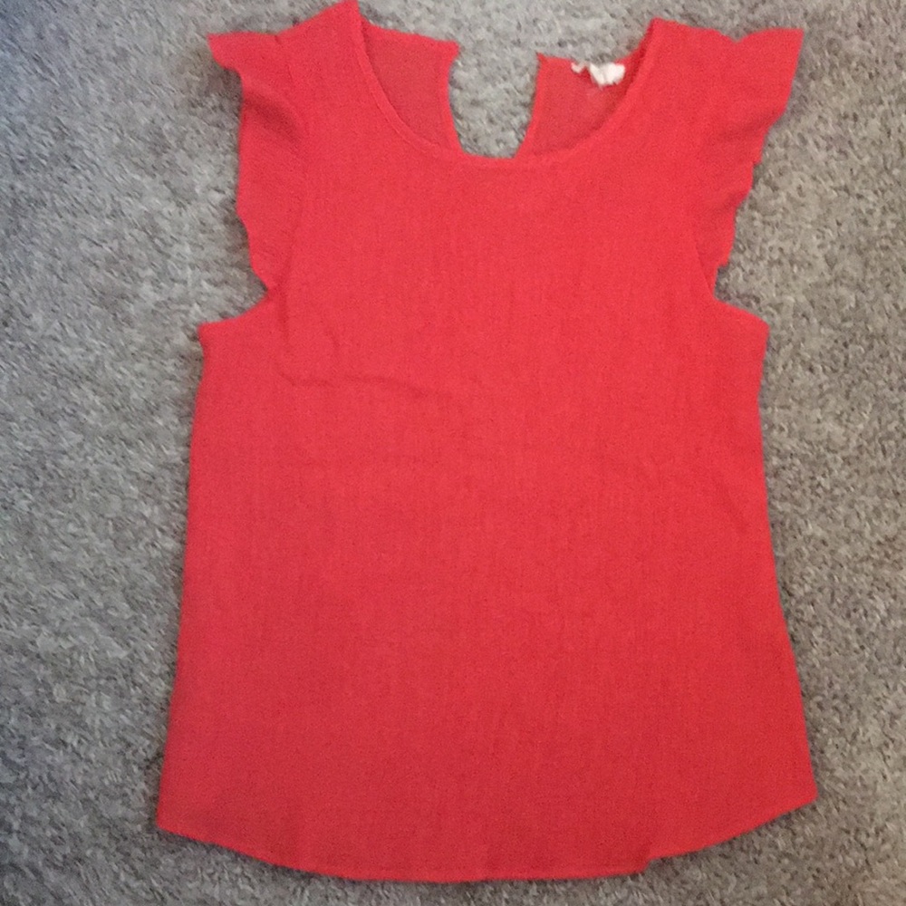 Orange-Red Flutter Sleeve Camisole Top